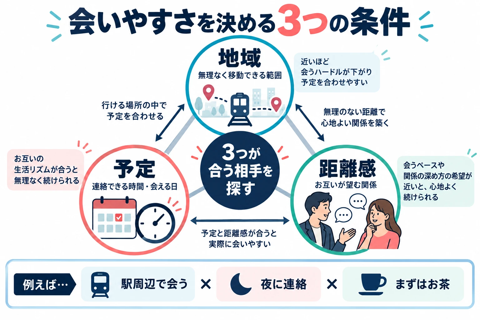 会いやすさを決める地域・予定・距離感の3条件